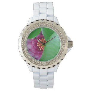 Roze Water Lily Horloge