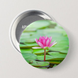 Roze Water Lily Ronde Button 7,6 Cm