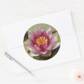 Roze Water Lily Ronde Sticker (Envelop)