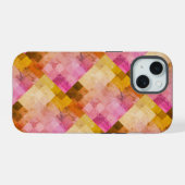 Roze Watercolor Geometrisch Patroon iPhone 15 Hoesje (Achterkant horizontaal)