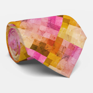 Roze watercolor geometrisch patroon stropdas