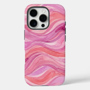 Roze Watercolor Golfjes Patroon iPhone 16 Pro Hoesje