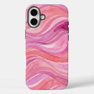 Roze Watercolor Golfjes Patroon iPhone 16 Plus Hoesje
