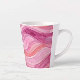 Roze Watercolor Golfpatroon Latte Mok