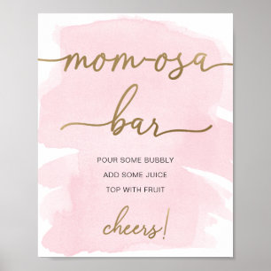 Roze Watercolor Gouden Mom-osa Bar Bord Poster
