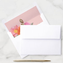 Roze Watercolor Klaproos Huwelijksenvelop Voering