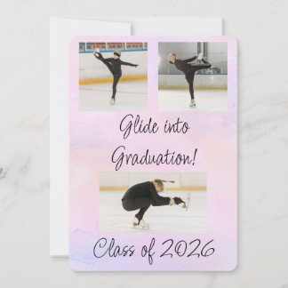 Roze Watercolor Schaatsfeest Afsluiting Kaart