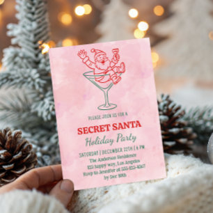 Roze Watercolor Secret Santa Vakantiefeest Kaart