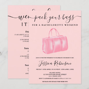 Roze watercolor tas vrijgezellenweekend kaart