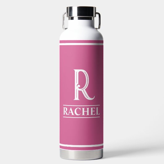 Roze waterfles met monogram (Voorkant)