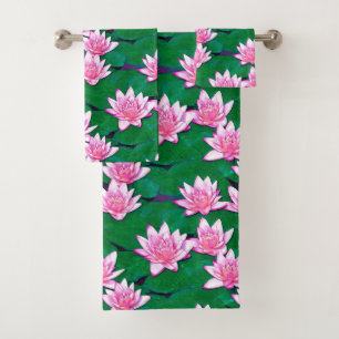 Roze watergalgen op een Pond Bad Handdoek