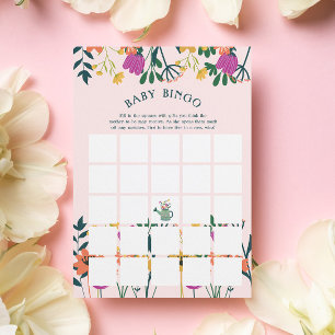 Roze Watering kan bloeien Baby shower bingo spel Kaart