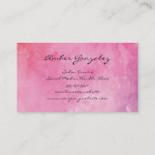 Roze waterkleurmonogram Fancy tekst Visitekaartje (Achterkant)