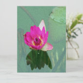 roze waterlelie bloem blanco uitnodiging (Staand voorkant)