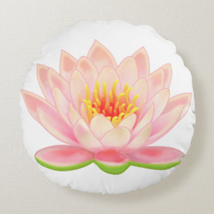 Roze Waterlelie Bloem Rond op Witte Kussen