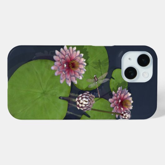  Roze Waterlelie en Dragonfly Case-Mate iPhone Case (Achterkant (horizontaal))