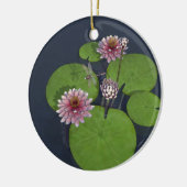 Roze Waterlelie en Dragonfly Keramisch Ornament (Links)