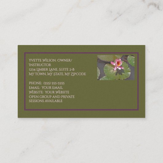 ROZE WATERLELIE EN LELIEPADS/ VISITEKAARTJE (Achterkant)