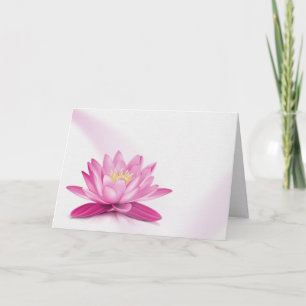 Roze waterlelie met medeleven op wit kaart