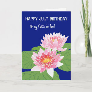 Roze waterlelies juli Verjaardag schoonzus Kaart