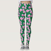Roze waterlelies op een pool leggings (Voorkant)