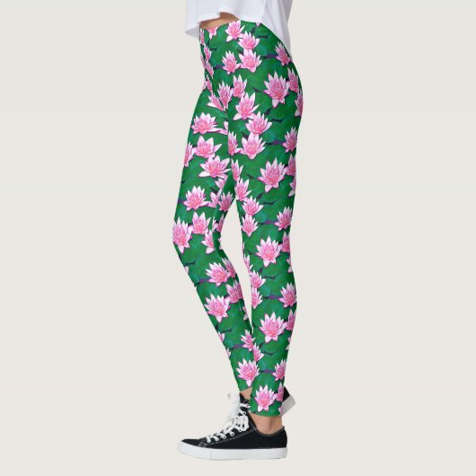 Roze waterlelies op een pool leggings (Links)