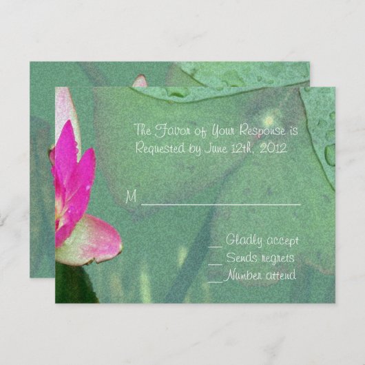 roze waterliemenbloemkaart RSVP (Voorkant / Achterkant)
