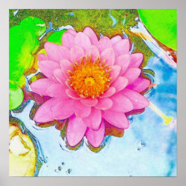 Roze waterlily poster