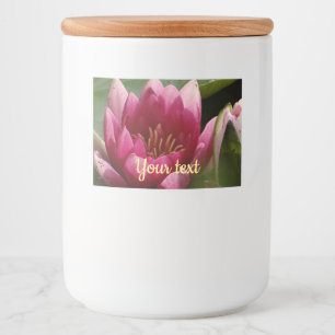 Roze waterlly voedselcontainer etiket