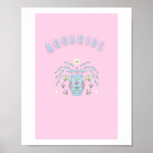 Roze Waterman, sterrenbeeld, sterrenbeeld afdruk Poster