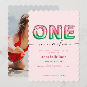 Roze watermeloen ballon eerste uitnodiging