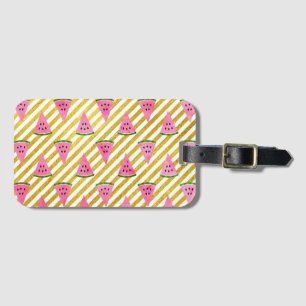 Roze Watermeloen en het Gele Patroon van de Zomer Bagagelabel