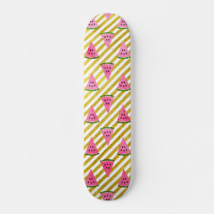 Roze Watermeloen en het Gele Patroon van de Zomer Skateboard