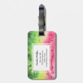 Roze watermeloen Gepersonaliseerd Bagagelabel (Achterkant verticaal)