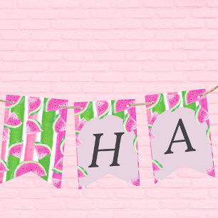 Roze Watermeloen Happy Birthday Bunting banner