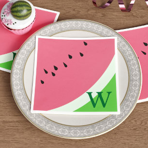 Roze Watermeloen Monogram Zomer Party Servetten