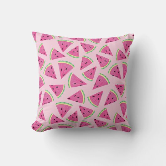 Roze Watermeloen Zomer Fruit Patroon Kussen (Voorkant)
