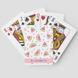 Roze watermeloenen, watermeloenzaden, Jouw naam Pokerkaarten