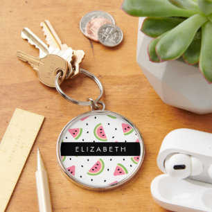 Roze watermeloenen, watermeloenzaden, Jouw naam Sleutelhanger