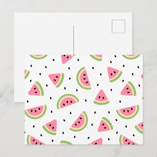 Roze watermeloenen, watermeloenzaden, zomerpatroon briefkaart (Voorkant / Achterkant)