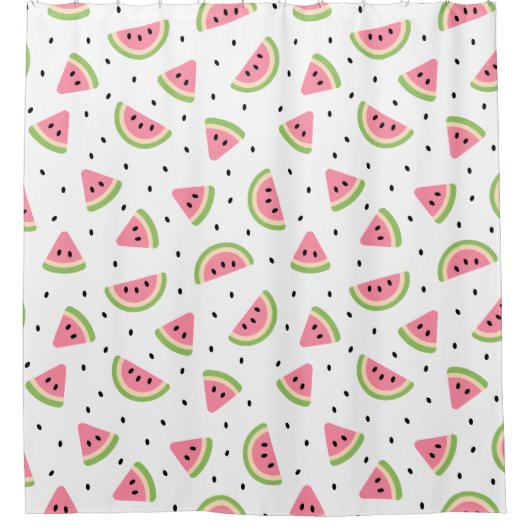 Roze watermeloenen, watermeloenzaden, zomerpatroon douchegordijn (Voorkant)
