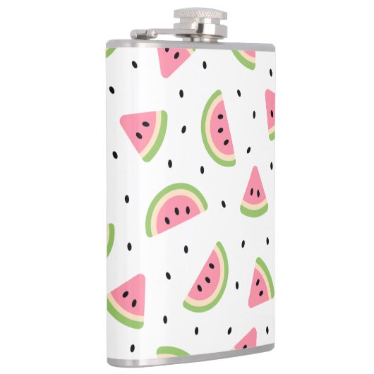 Roze watermeloenen, watermeloenzaden, zomerpatroon heupfles (Rechts)