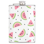 Roze watermeloenen, watermeloenzaden, zomerpatroon heupfles (Voorkant)