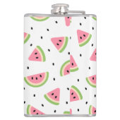 Roze watermeloenen, watermeloenzaden, zomerpatroon heupfles (Achterkant)