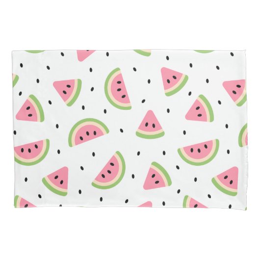 Roze watermeloenen, watermeloenzaden, zomerpatroon kussensloop (Voorkant)