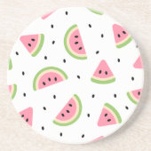 Roze watermeloenen, watermeloenzaden, zomerpatroon zandsteen onderzetter (Voorkant)