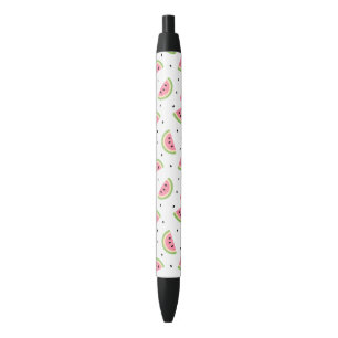 Roze watermeloenen, watermeloenzaden, zomerpatroon zwarte inkt pen