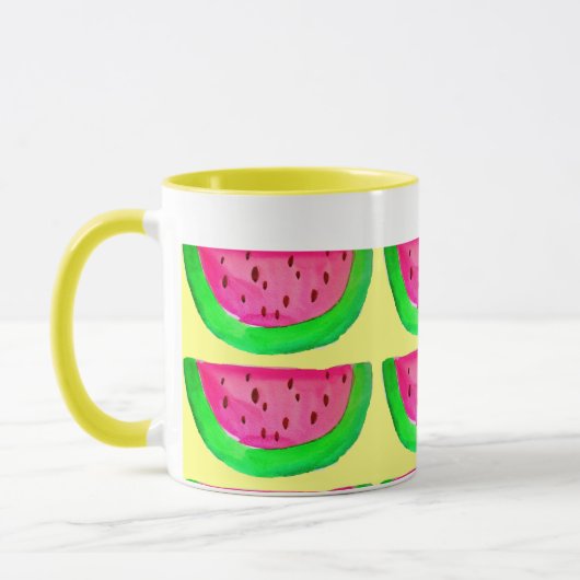Roze watermeloensoort, van juffrouw, op citroen mok (Links)