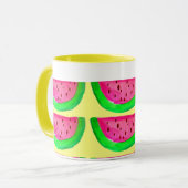 Roze watermeloensoort, van juffrouw, op citroen mok (Voorkant links)