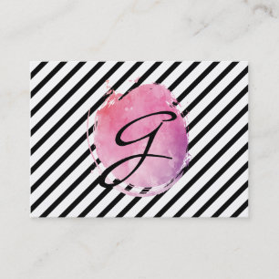 Roze watermerk monogram fancy tekst strepen visitekaartje